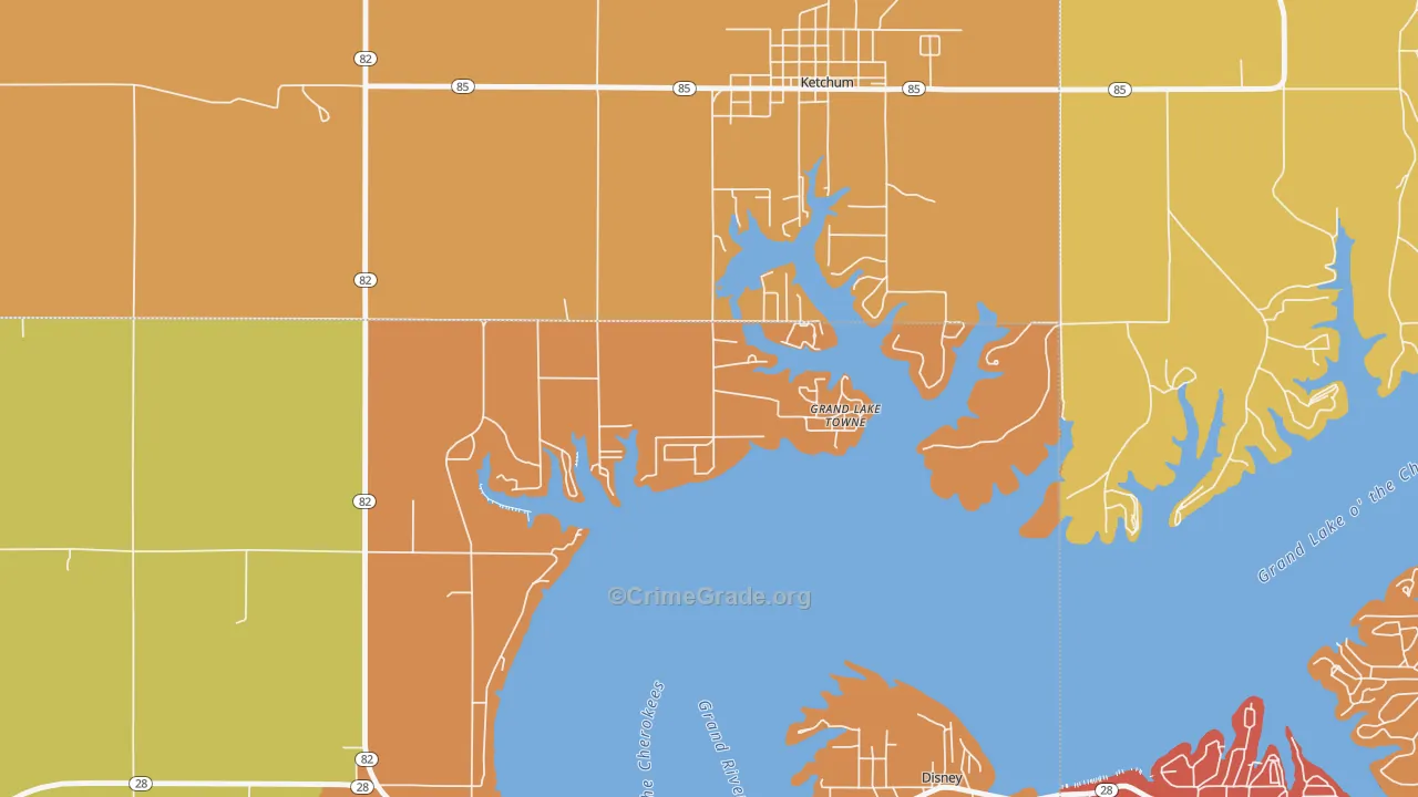 Grand Lake Towne, OK Map of Assault Rates