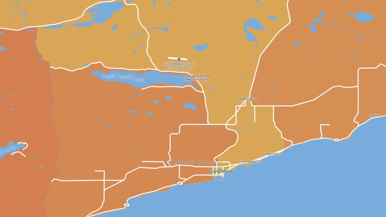 Grand Marais, MN Map of Assault Rates