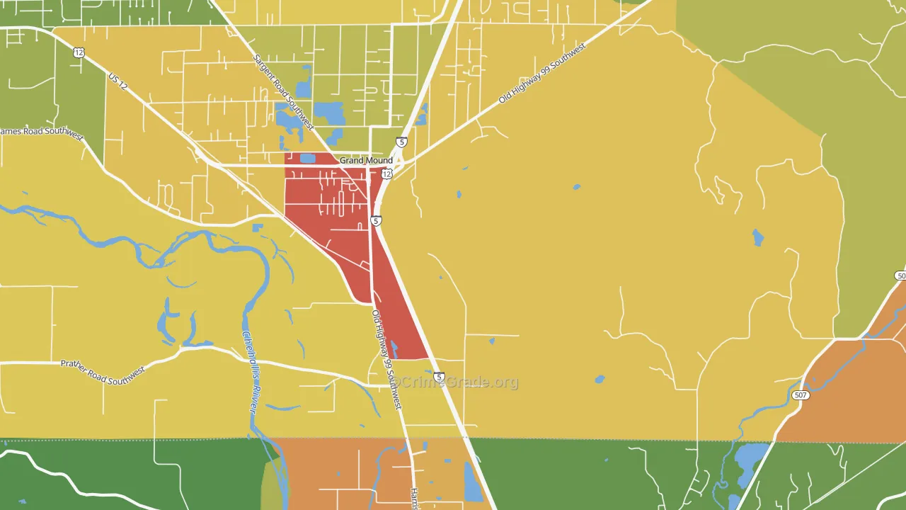 Grand Mound, WA Map of Assault Rates