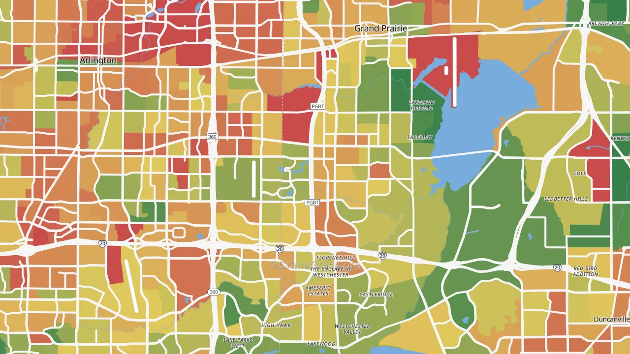 Grand Prairie, TX Map of Assault Rates