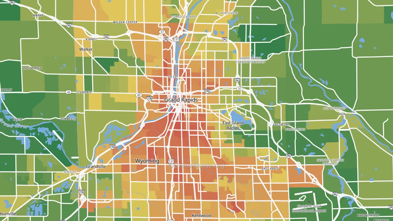 Grand Rapids, MI Map of Assault Rates
