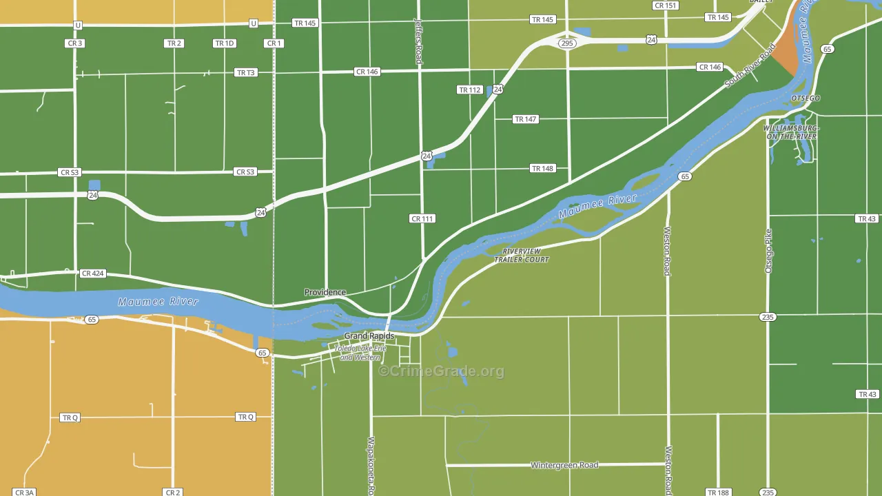 Grand Rapids, OH Map of Assault Rates