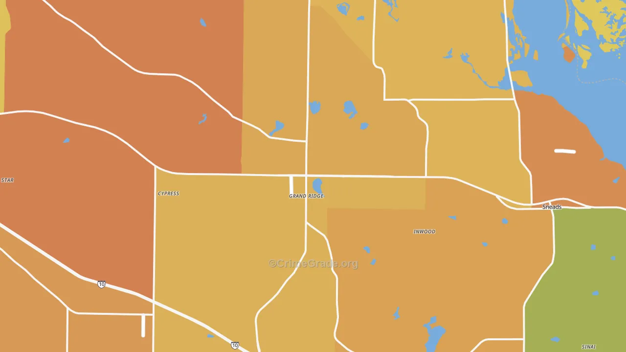 Grand Ridge, FL Map of Assault Rates