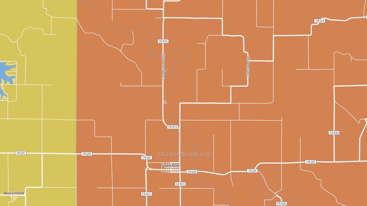 Grand River, IA Map of Assault Rates