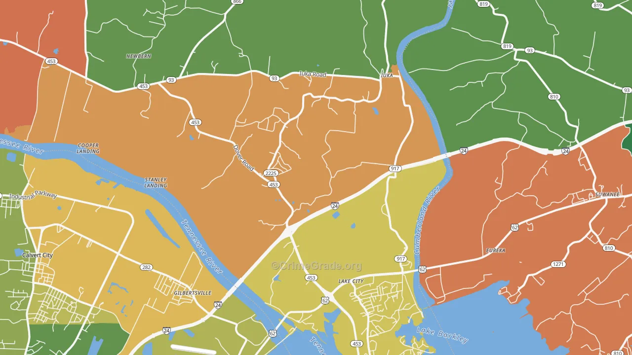 Grand Rivers, KY Map of Assault Rates