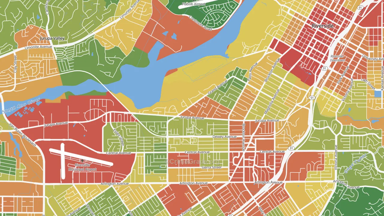 Grand, Riverside, CA Map of Assault Rates