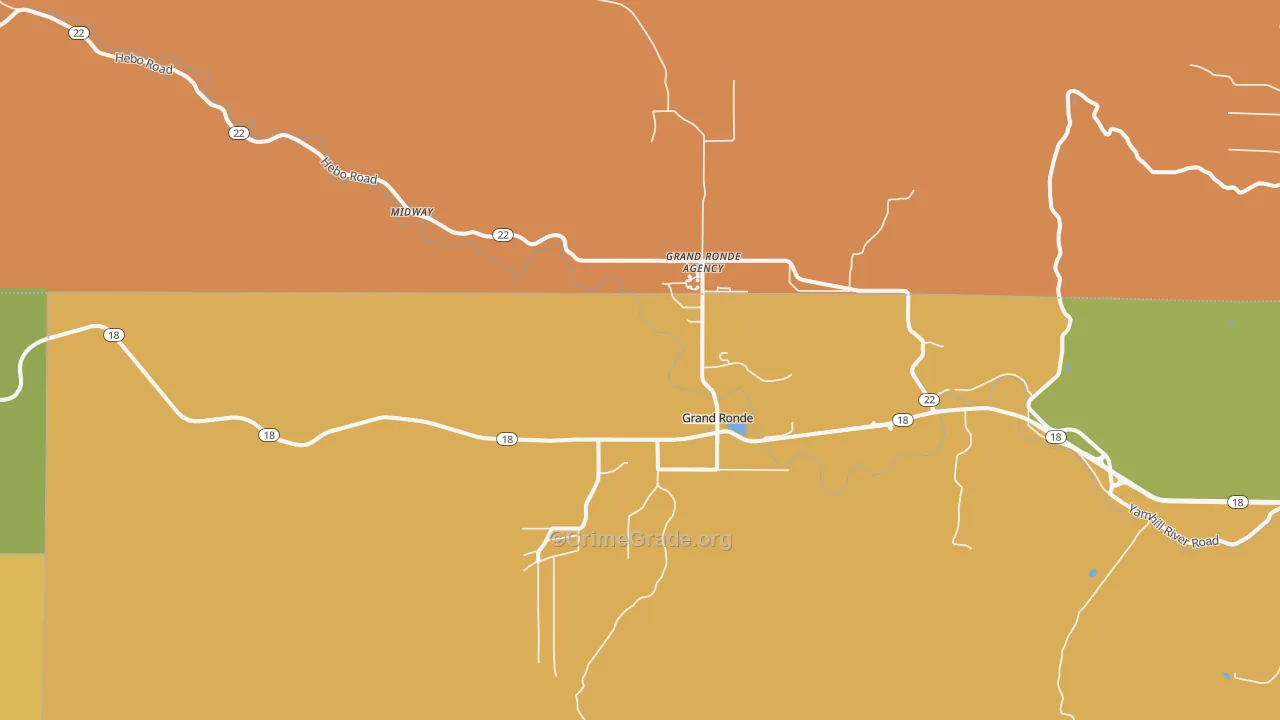 Grand Ronde, OR Map of Assault Rates