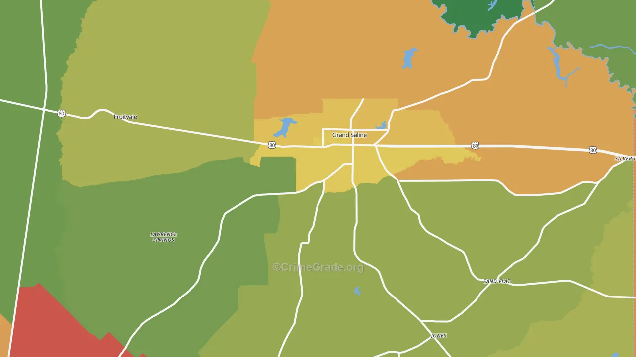 Grand Saline, TX Map of Assault Rates