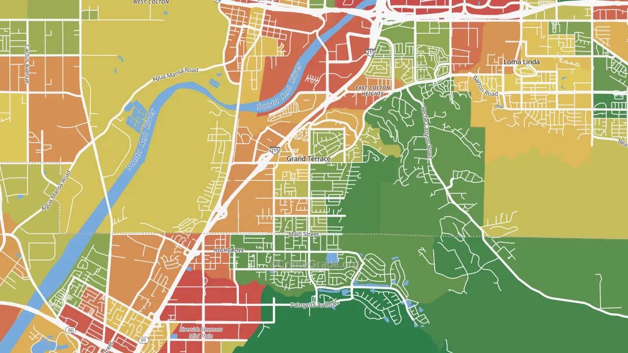 Grand Terrace, CA Map of Assault Rates