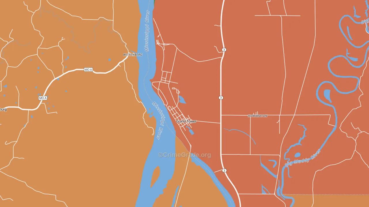 Grand Tower, IL Map of Assault Rates