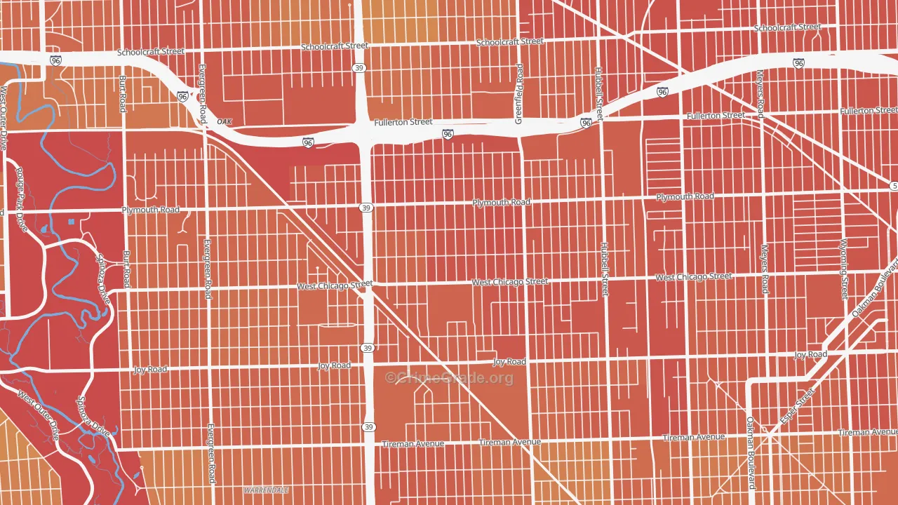 Grandale, Detroit, MI Map of Assault Rates
