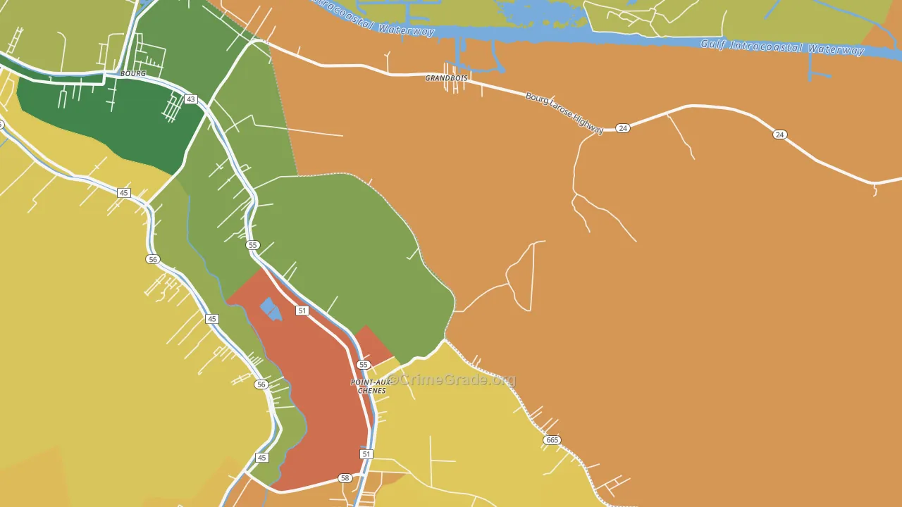 Grandbois, LA Map of Assault Rates