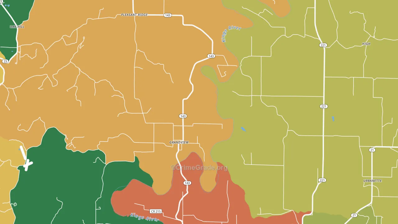 Grandview, AR Map of Assault Rates