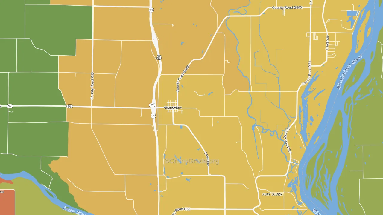 Grandview, IA Map of Assault Rates