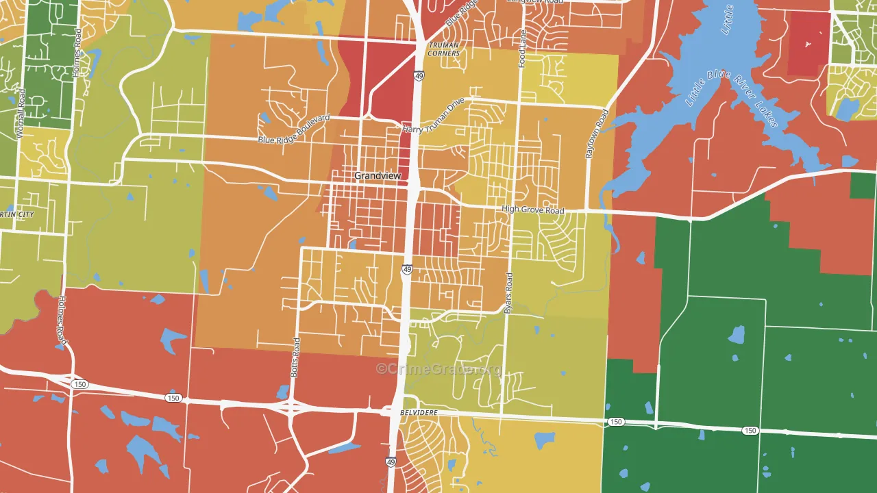 Grandview, MO Map of Assault Rates