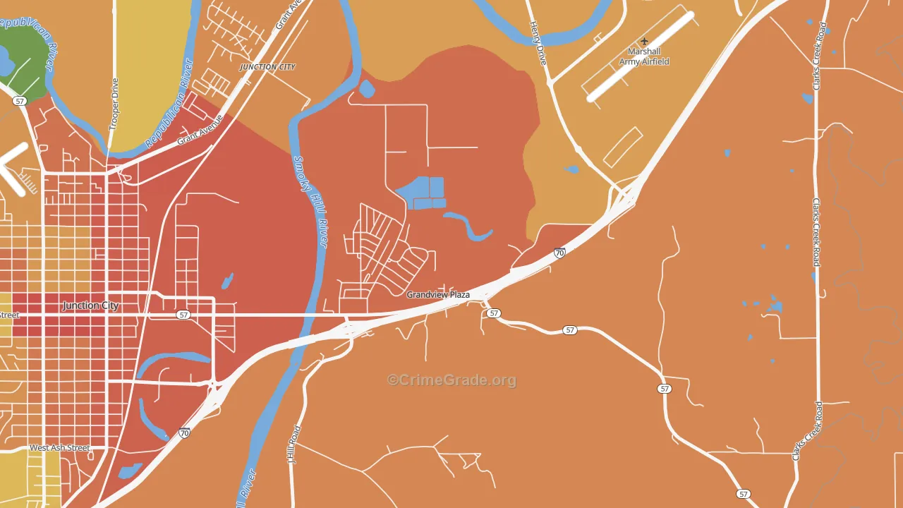 Grandview Plaza, KS Map of Assault Rates