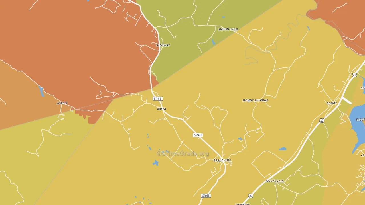 Grandview, TN Map of Assault Rates
