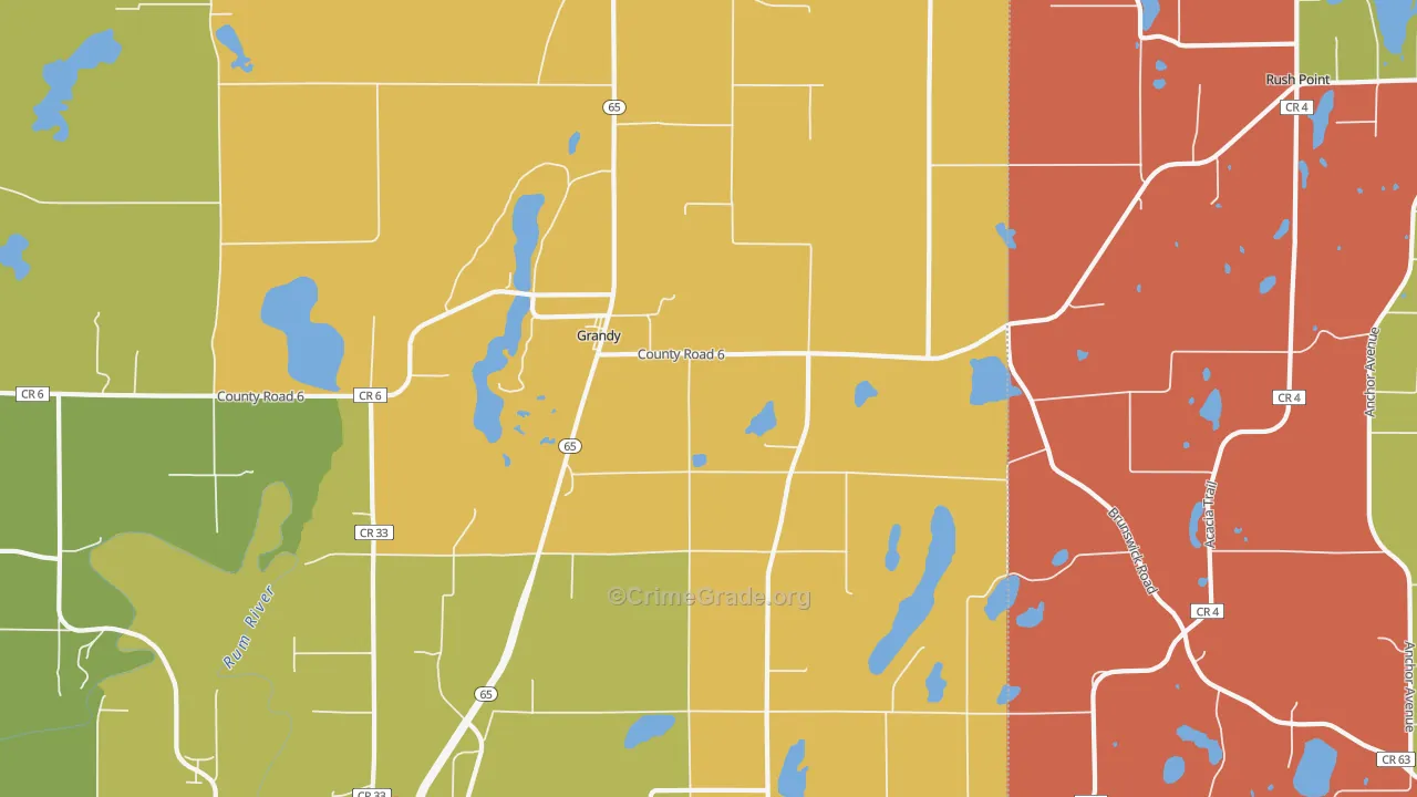Grandy, MN Map of Assault Rates