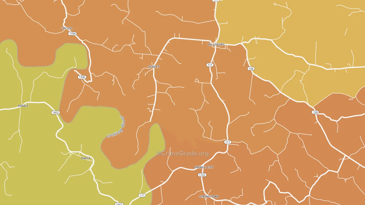 Grange City, KY Map of Assault Rates