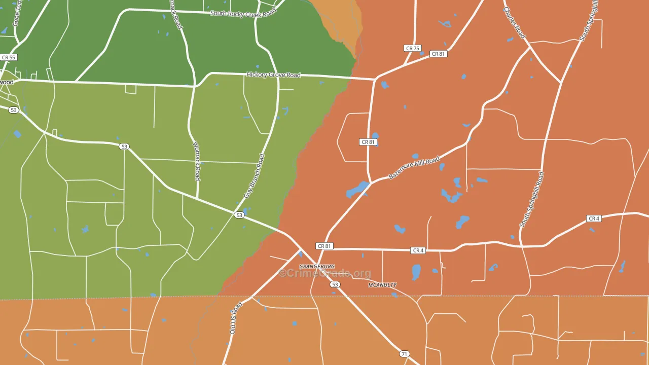 Grangeburg, AL Map of Assault Rates