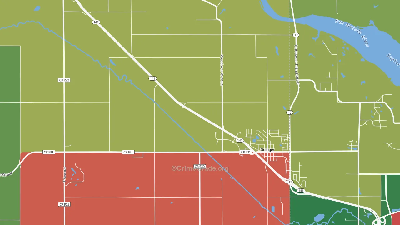 Granger Homesteads, IA Map of Assault Rates