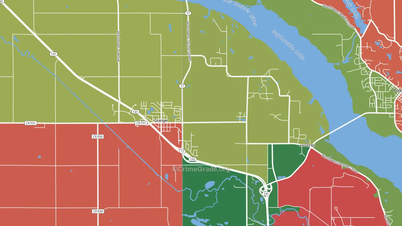 Granger, IA Map of Assault Rates