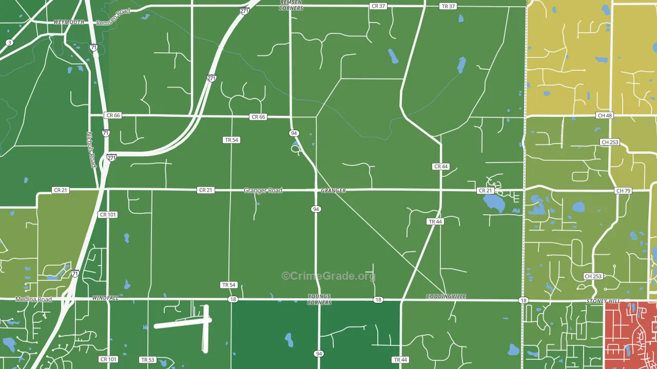 Granger, OH Map of Assault Rates