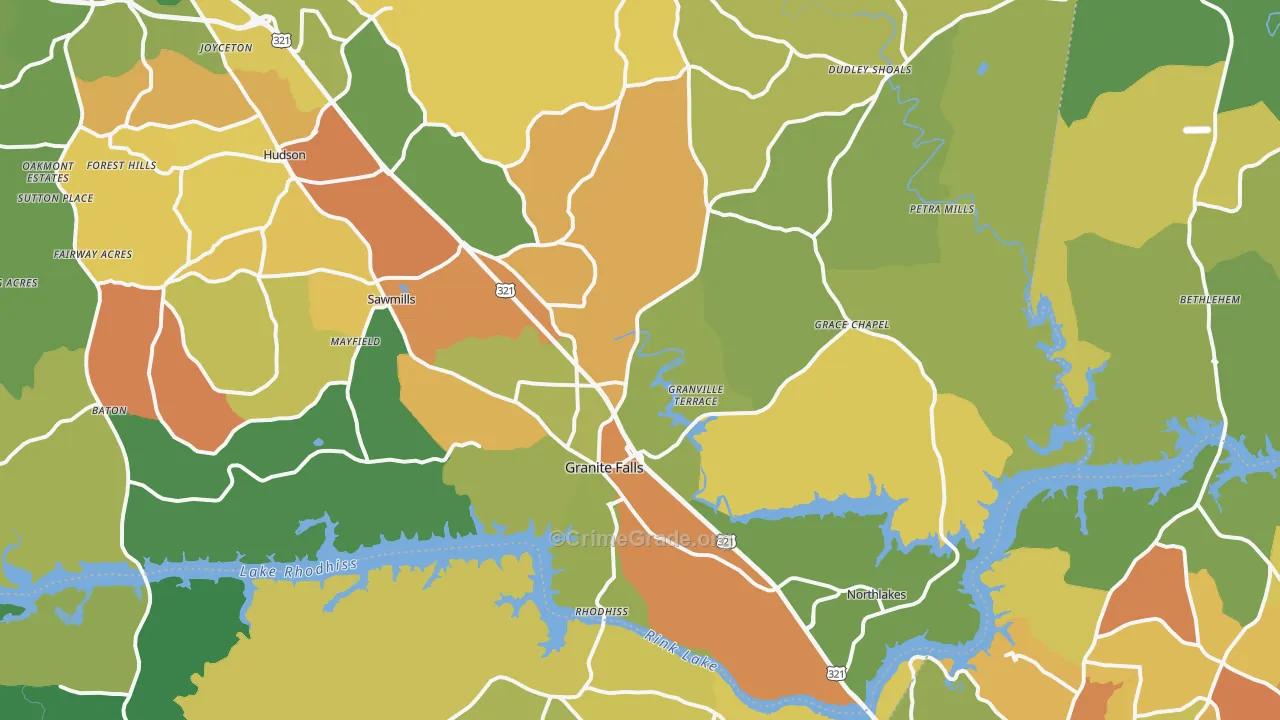 Granite Falls, NC Map of Assault Rates
