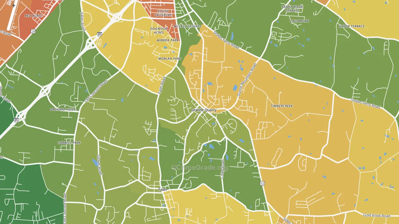 Granite Quarry, NC Map of Assault Rates