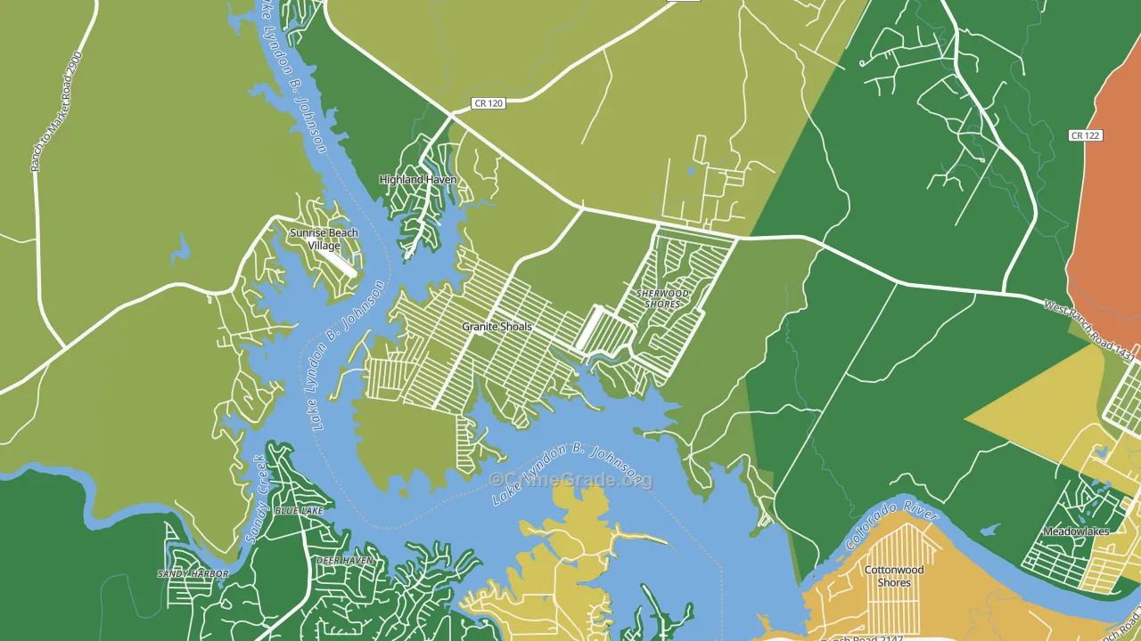 Granite Shoals, TX Map of Assault Rates