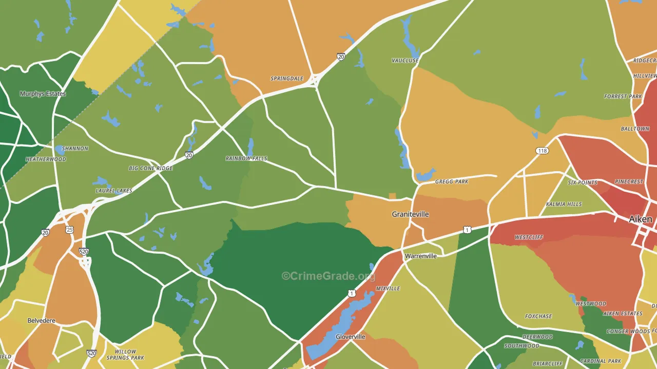Graniteville, SC Map of Assault Rates