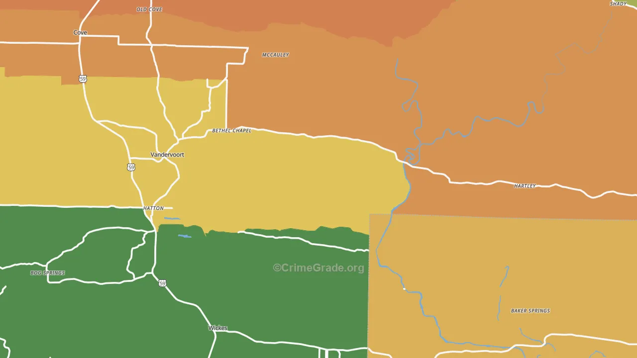 Grannis, AR Map of Assault Rates