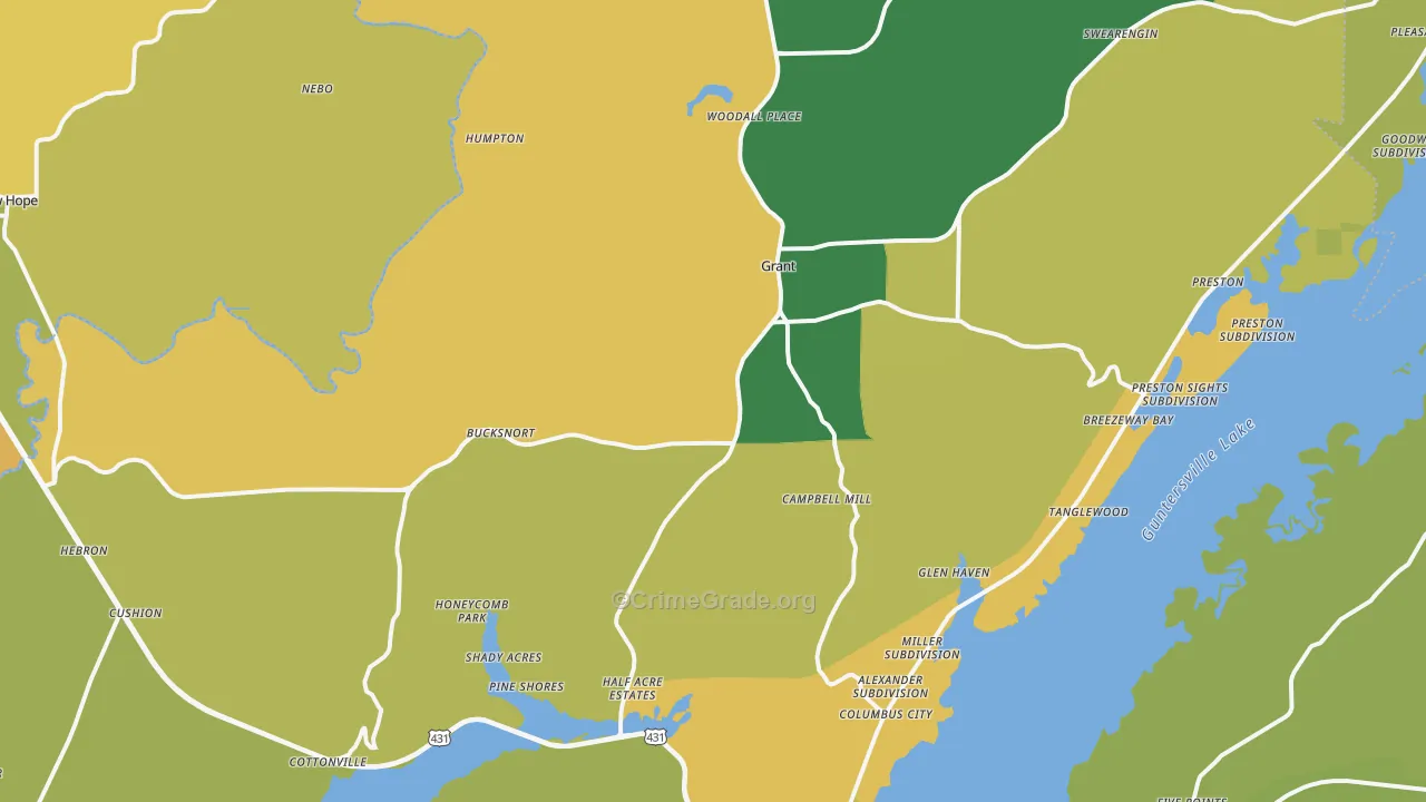 Grant, AL Map of Assault Rates