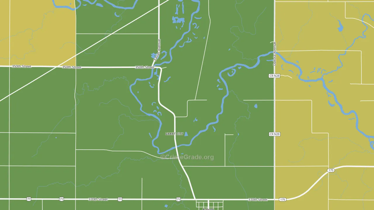 Grant City, IA Map of Assault Rates