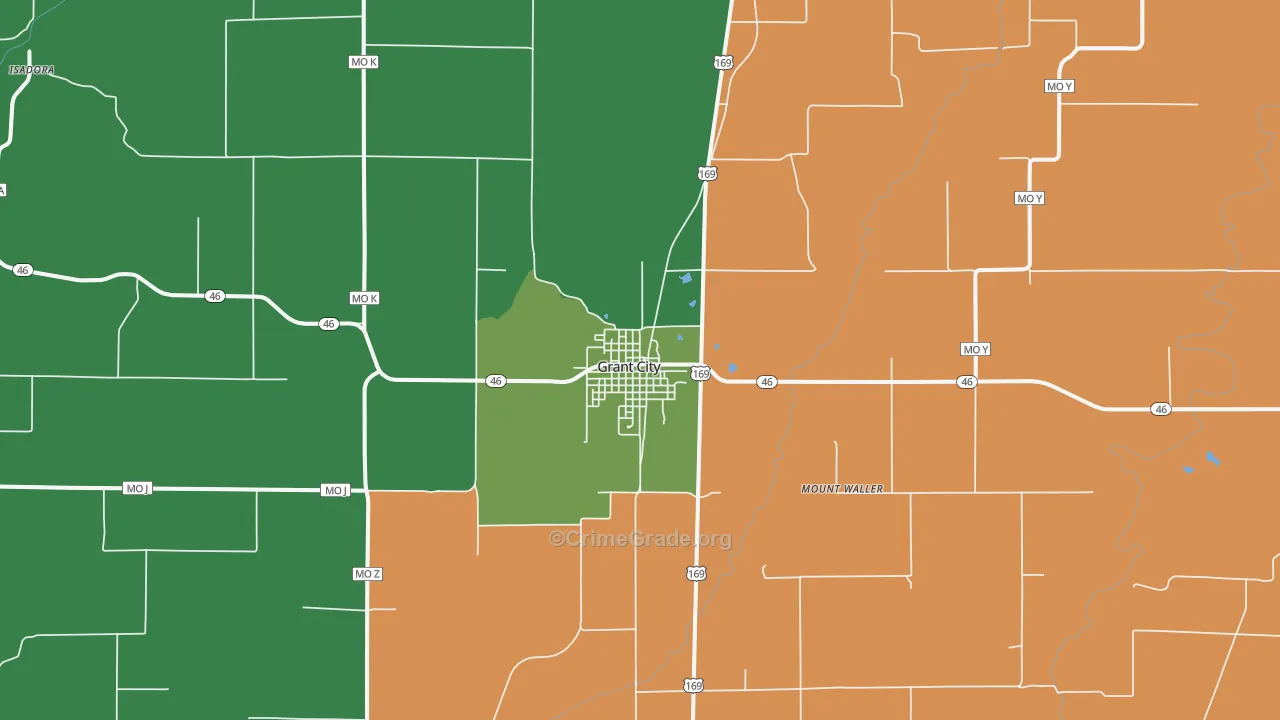 Grant City, MO Map of Assault Rates