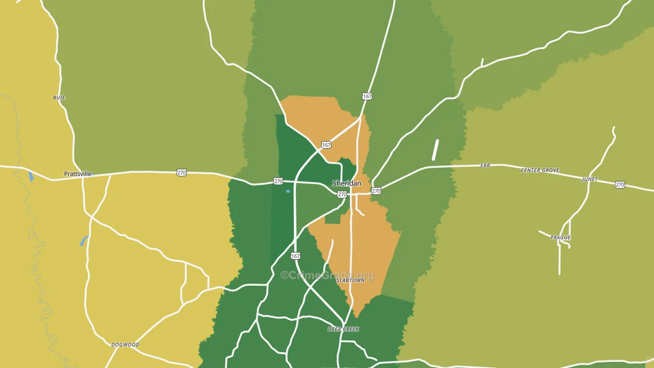 Grant County, AR Map of Assault Rates