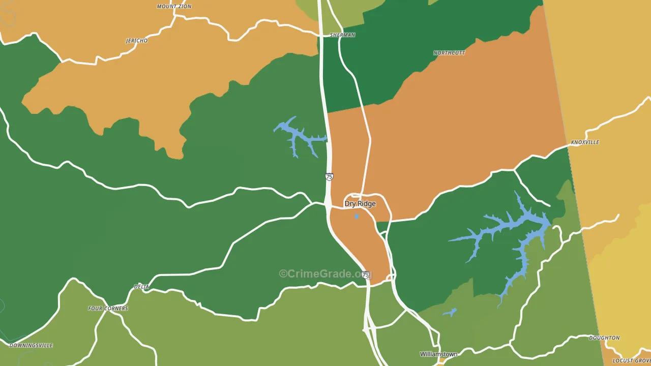 Grant County, KY Map of Assault Rates