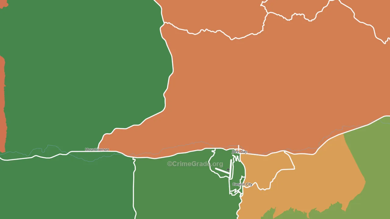 Grant County, OR Map of Assault Rates