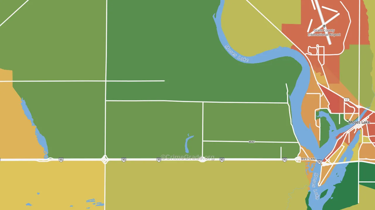 Grant County, WA Map of Assault Rates
