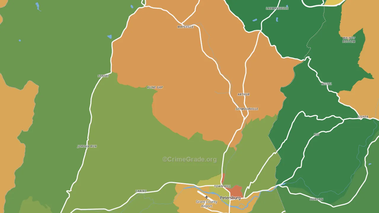 Grant County, WV Map of Assault Rates