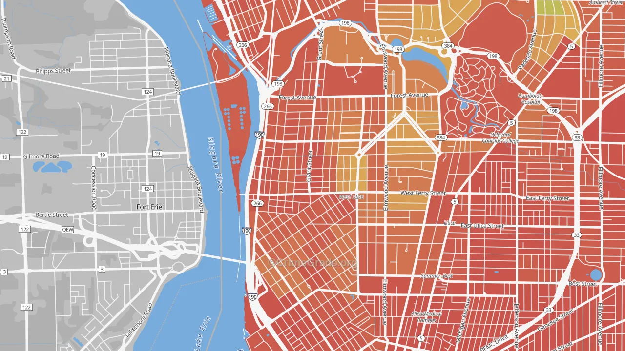 Grant Ferry, Buffalo, NY Map of Assault Rates