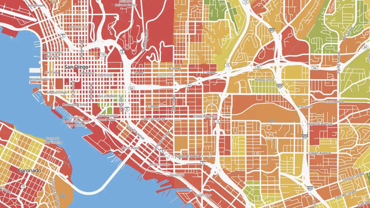 Grant Hill, San Diego, CA Map of Assault Rates