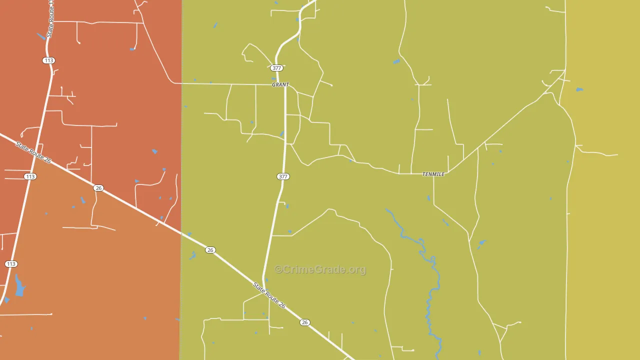 Grant, LA Map of Assault Rates