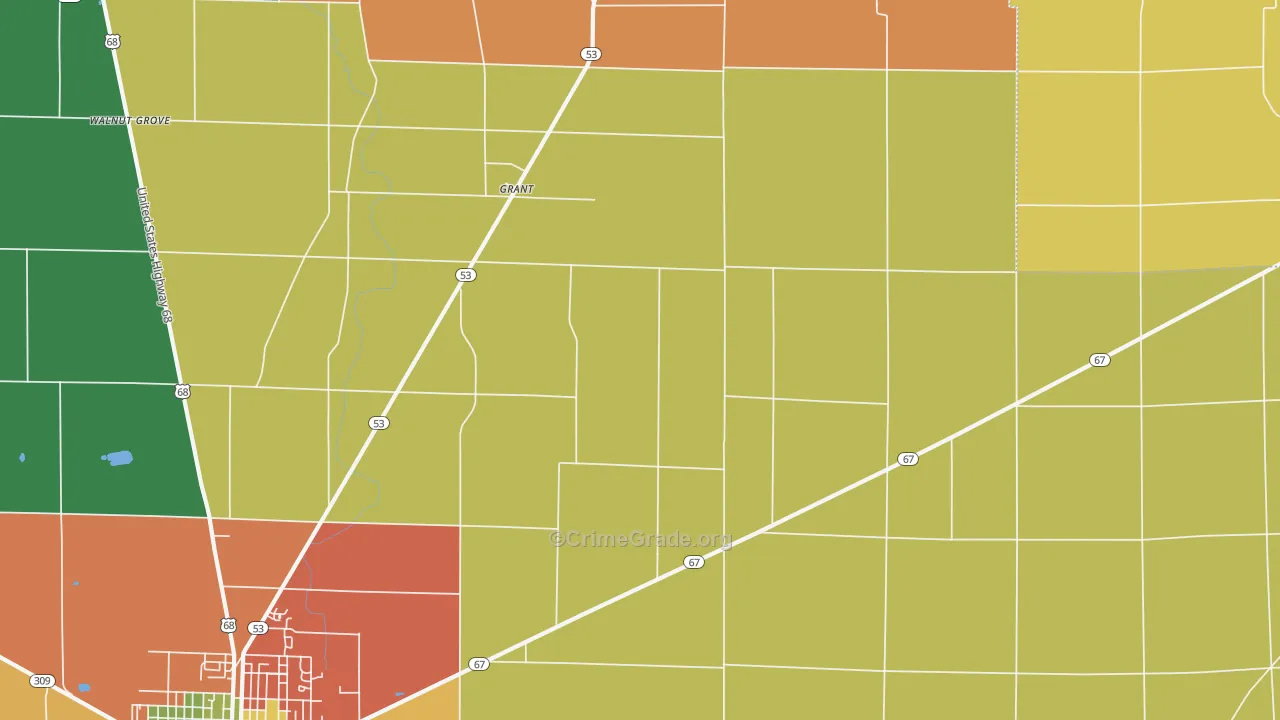 Grant, OH Map of Assault Rates