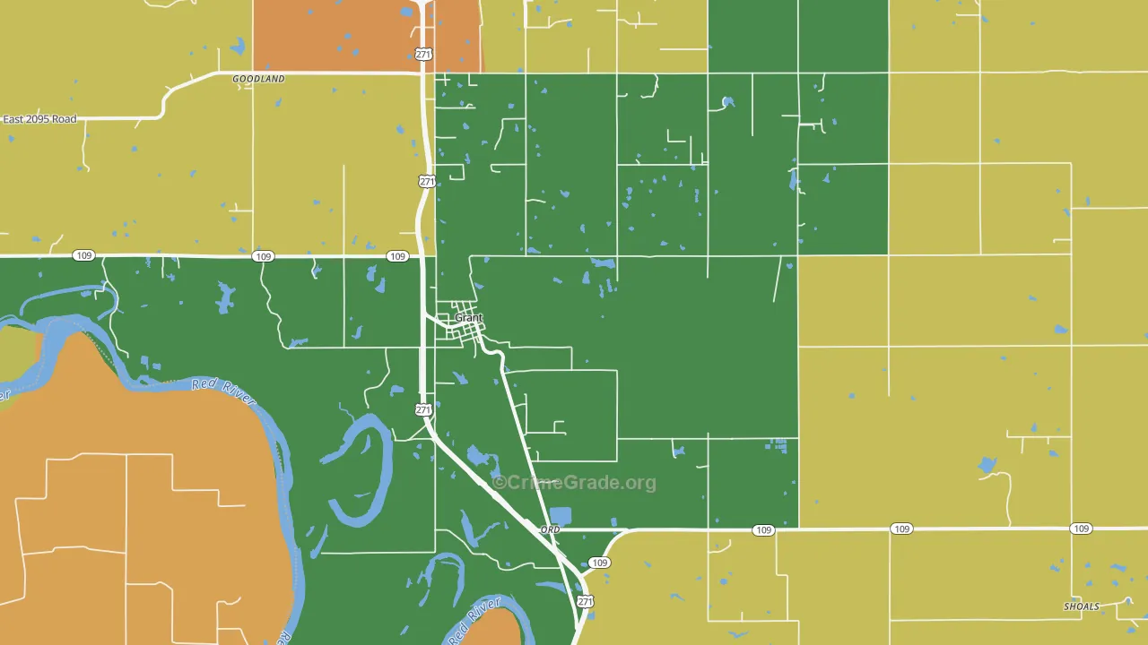 Grant, OK Map of Assault Rates