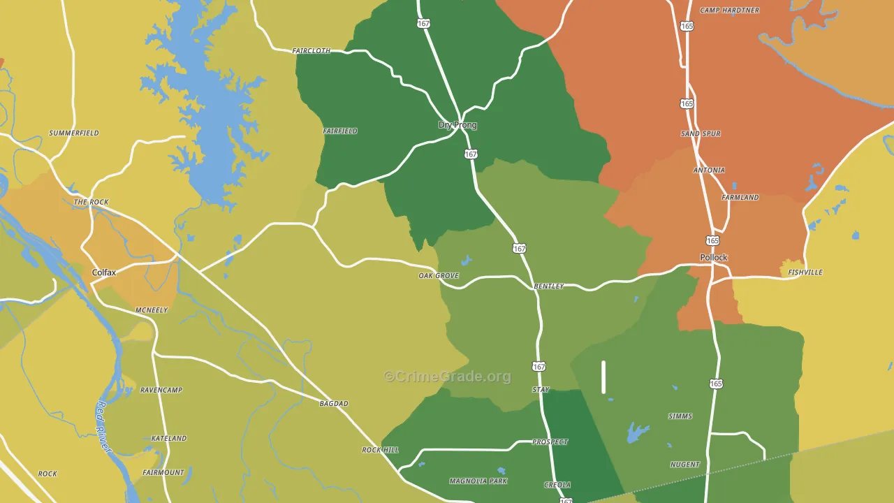 Grant Parish, LA Map of Assault Rates