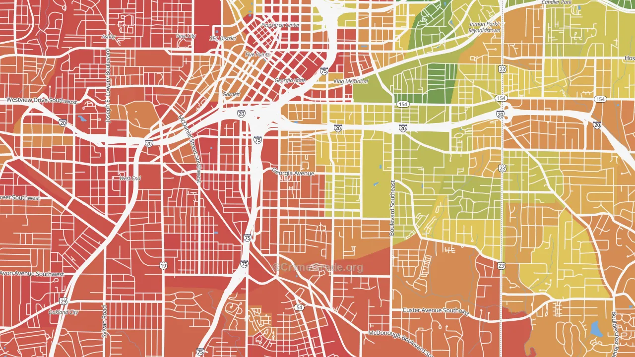 Grant Park, Atlanta, GA Map of Assault Rates