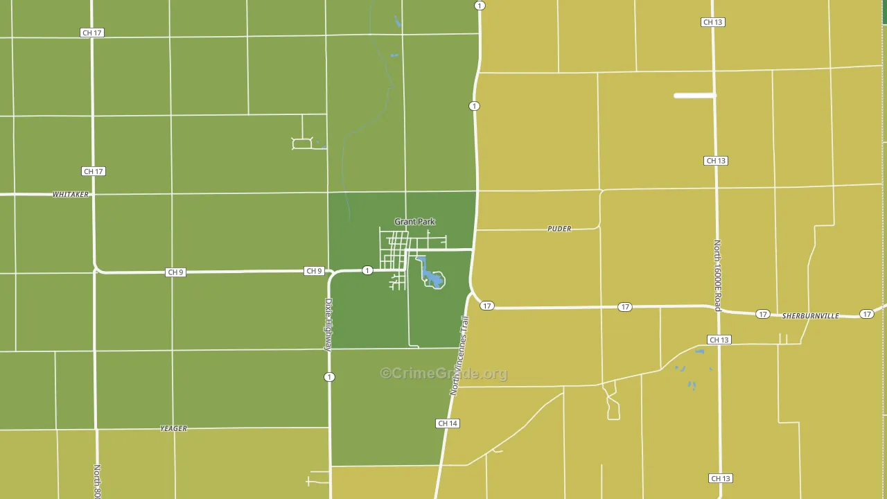 Grant Park, IL Map of Assault Rates