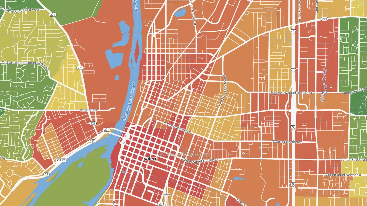 Grant, Salem, OR Map of Assault Rates