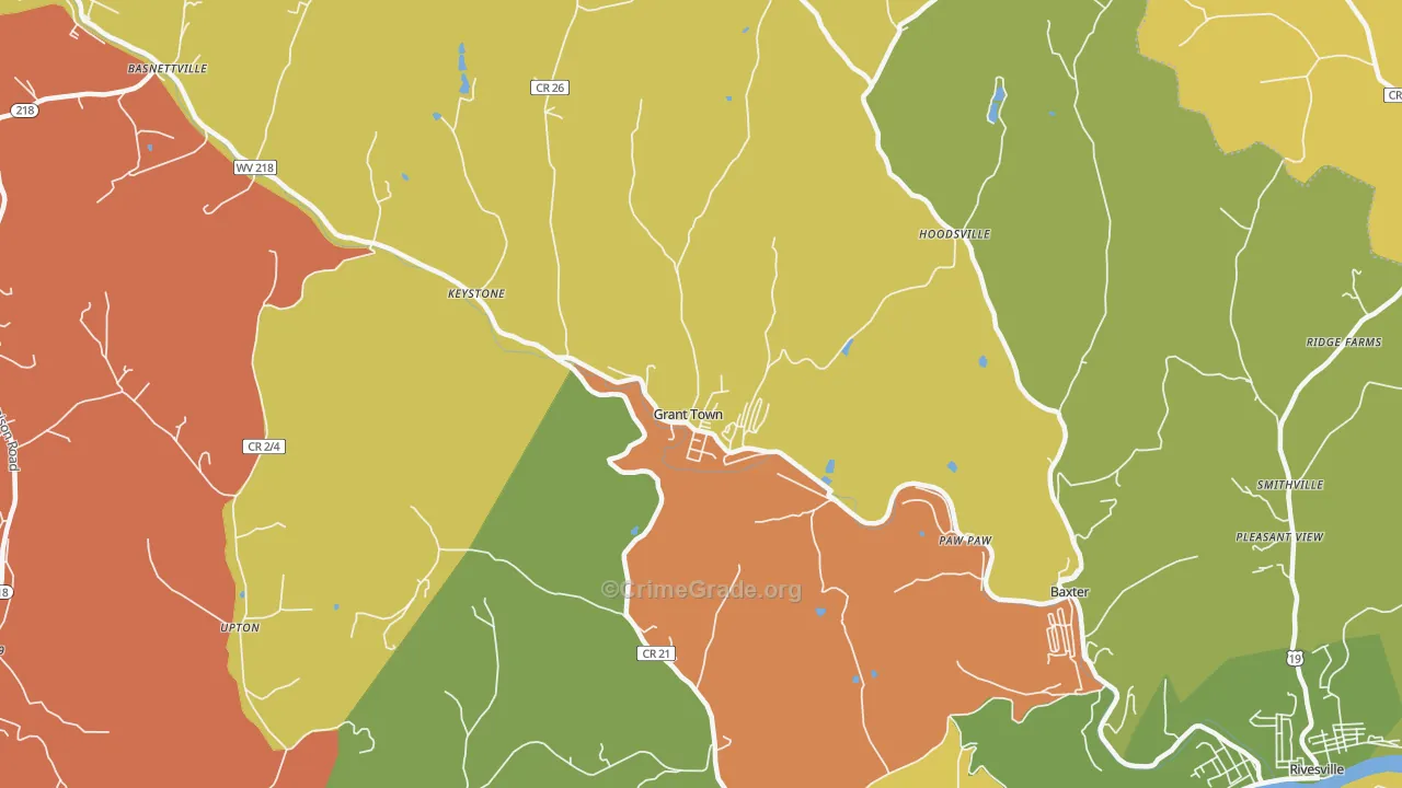 Grant Town, WV Map of Assault Rates